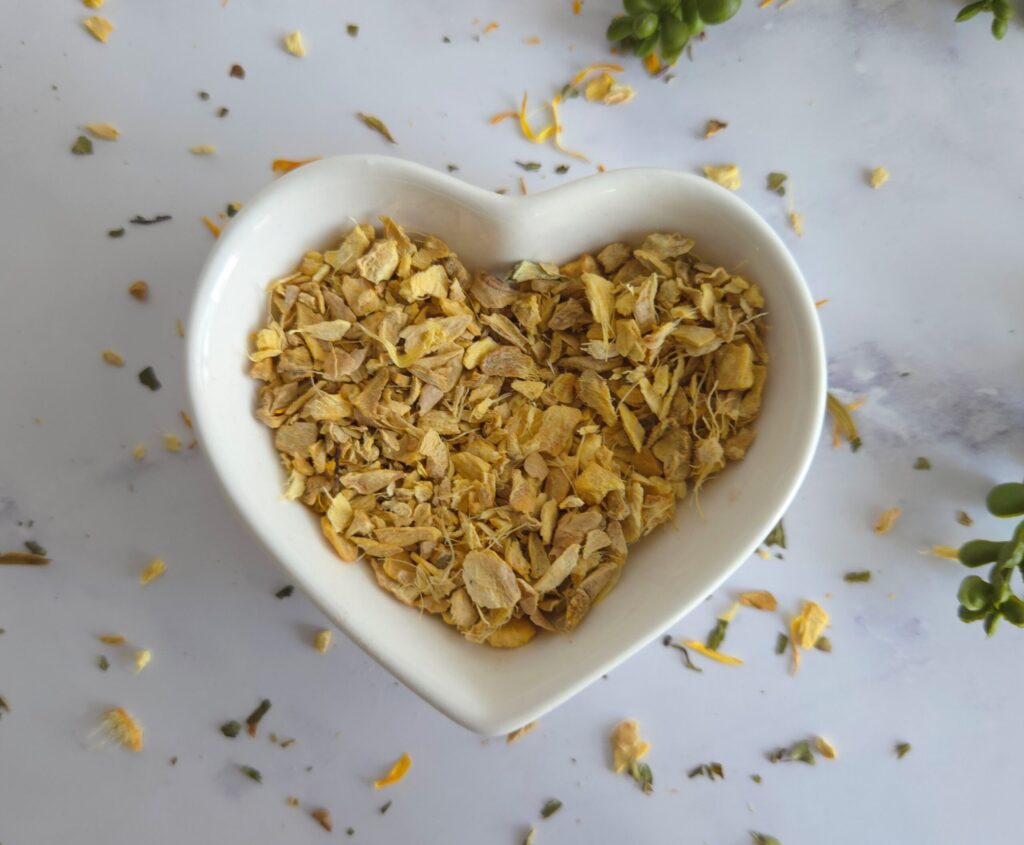 dried ginger root on the kitchen counter
